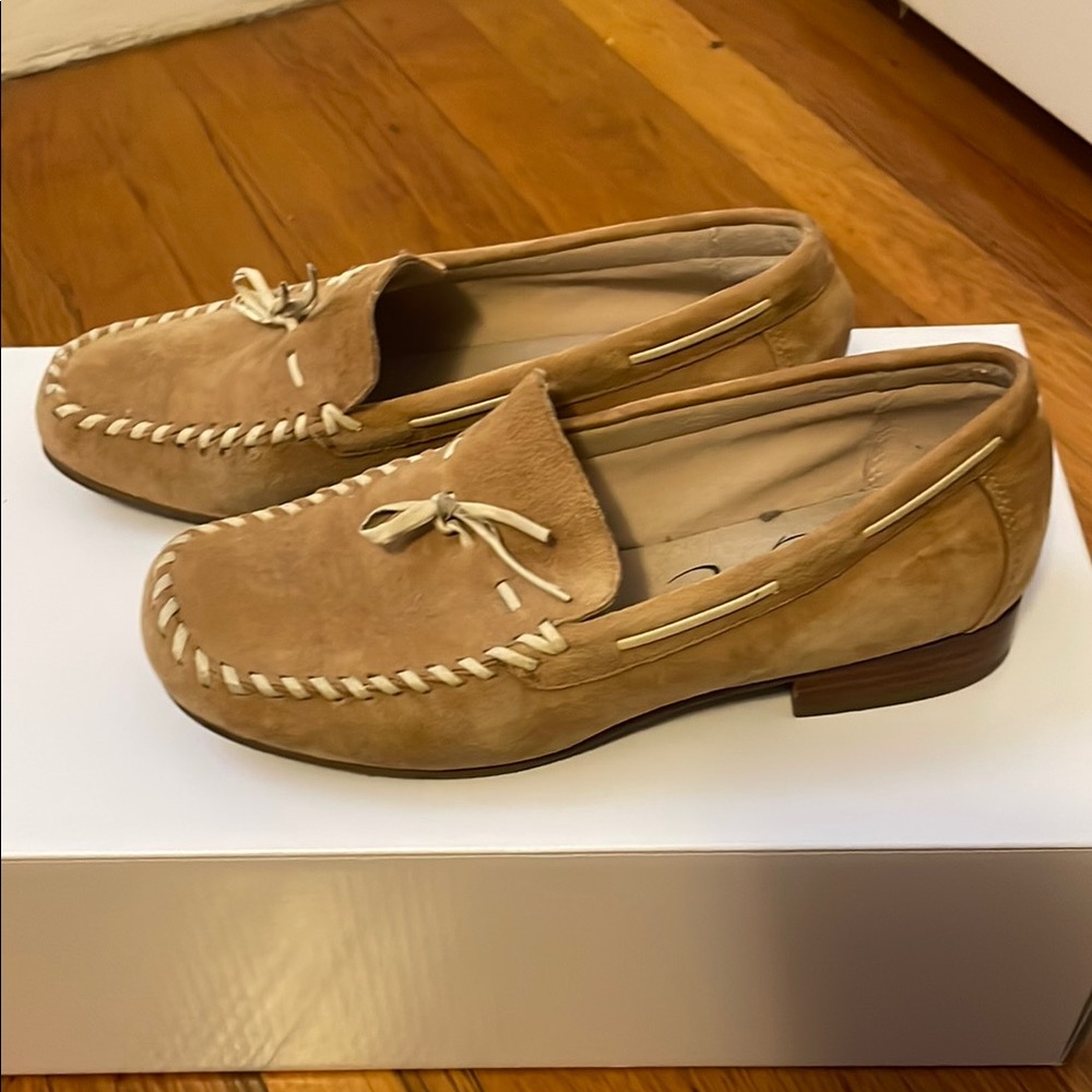 Tan Genuine Leather, Suede Women’s Loafers